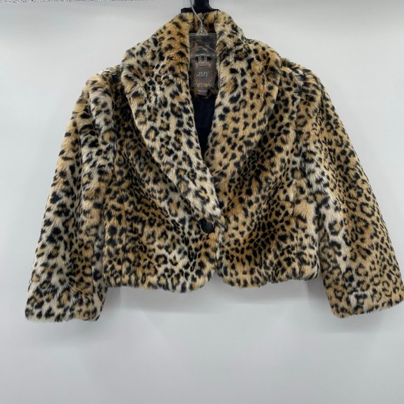 XXI COCKTAIL JACKET LEOPARD-CHEETAH PLUSH FEEL WOMENS MEDIUM - Picture 1 of 5